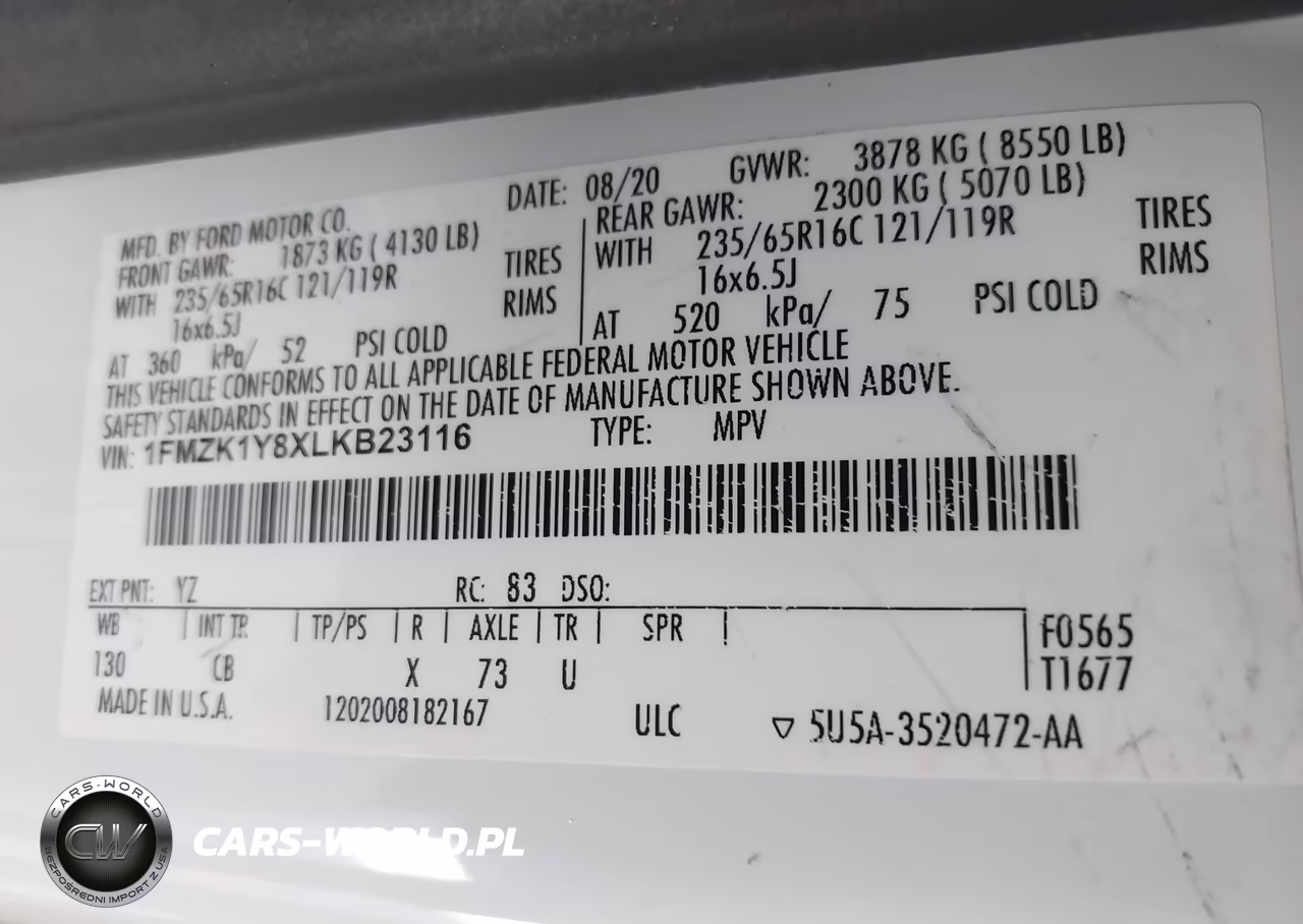 2020 Ford Transit-150 Passenger Van Xl VIN:1FMZK1Y8XLKB23116 - 9