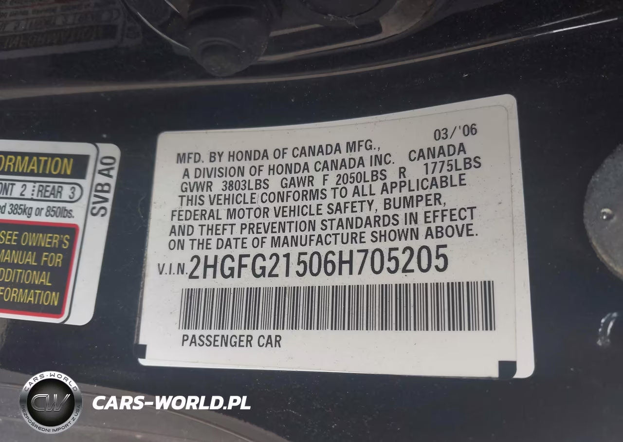 2006 Honda Civic Si VIN:2HGFG21506H705205 - 9