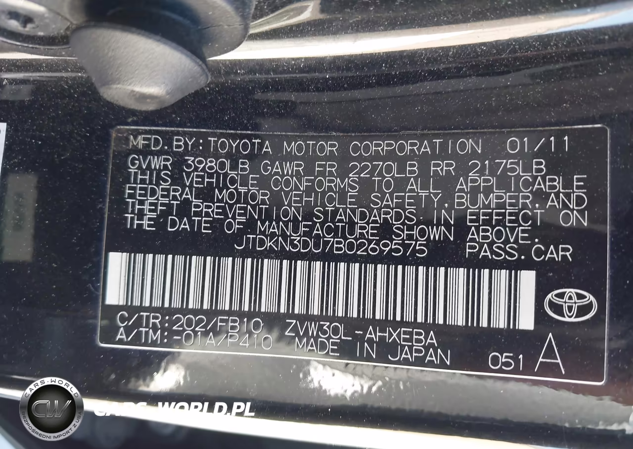 2011 Toyota Prius Two VIN:JTDKN3DU7B0269575 - 9