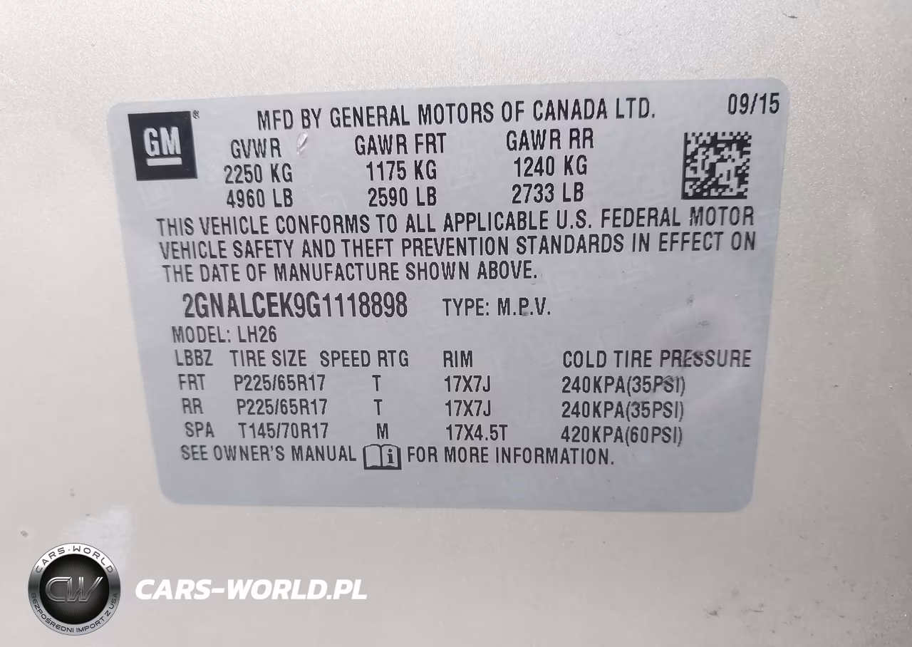 2016 Chevrolet Equinox Lt VIN:2GNALCEK9G1118898 - 9