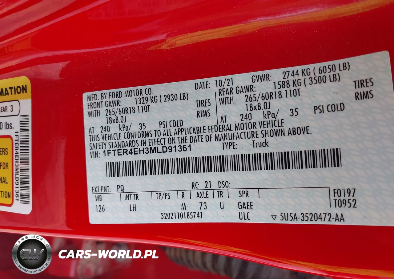 2021 Ford Ranger Xl VIN:1FTER4EH3MLD91361 - 9