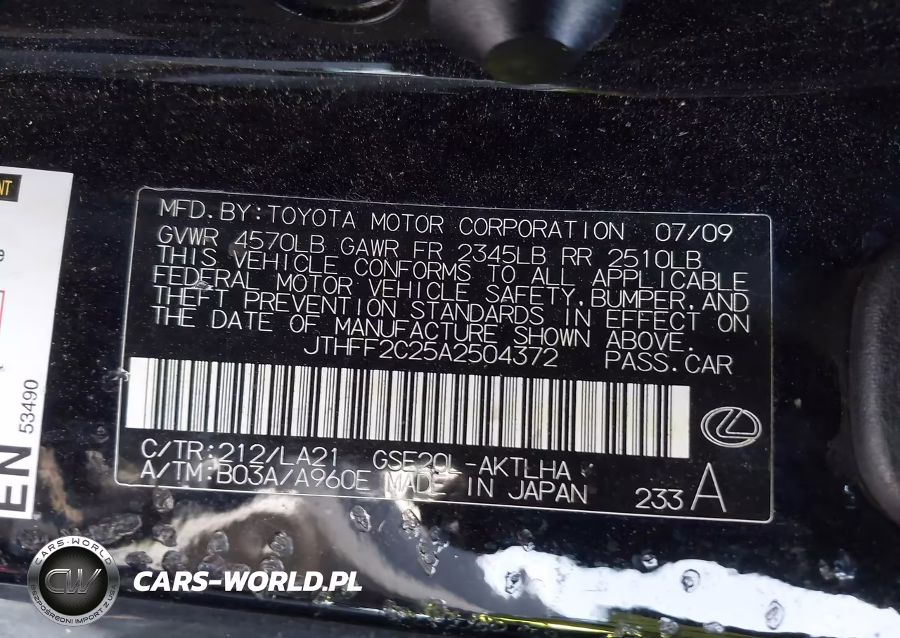 2010 Lexus Is 250C VIN:JTHFF2C25A2504372 - 9