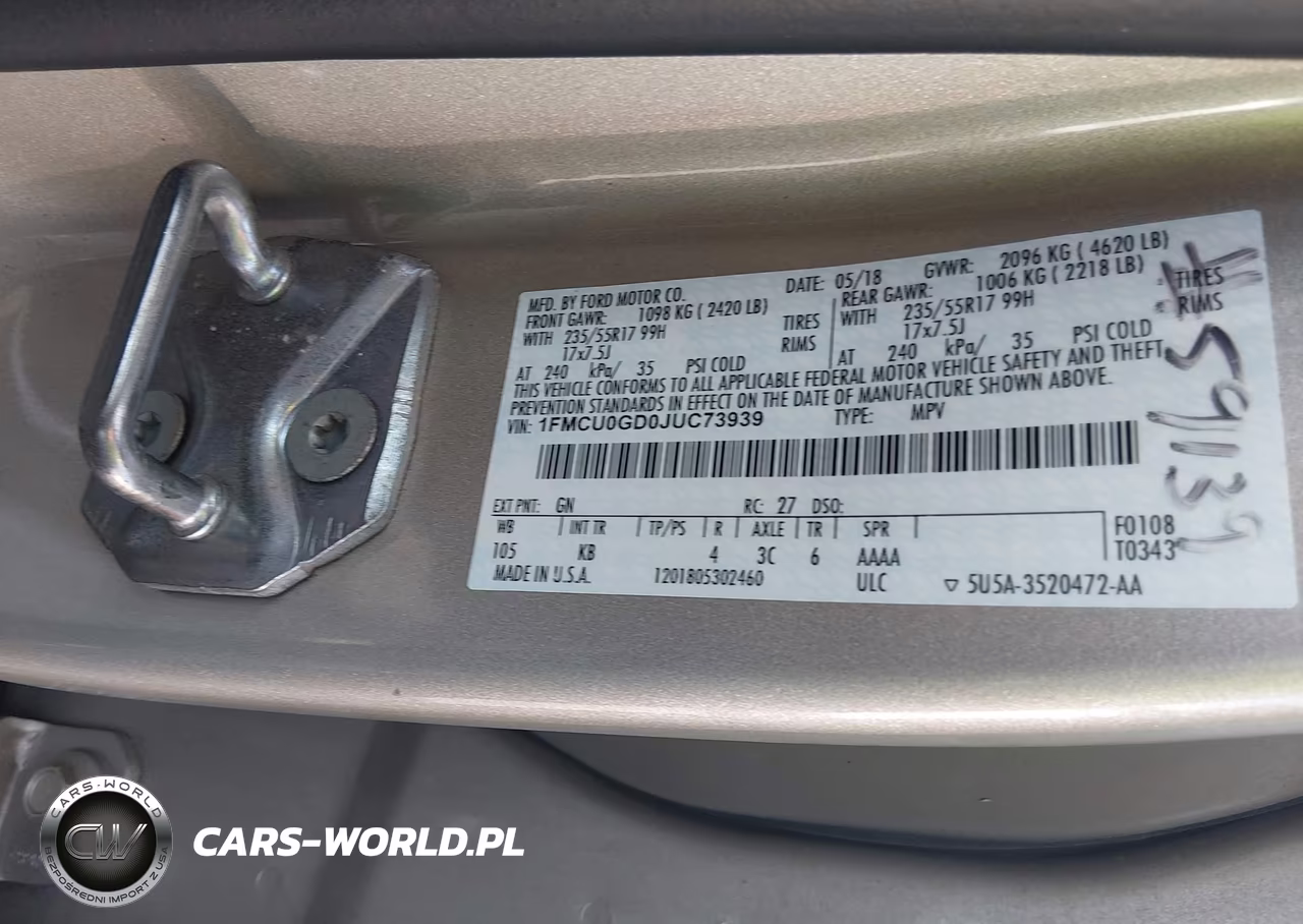 2018 Ford Escape Se VIN:1FMCU0GD0JUC73939 - 9