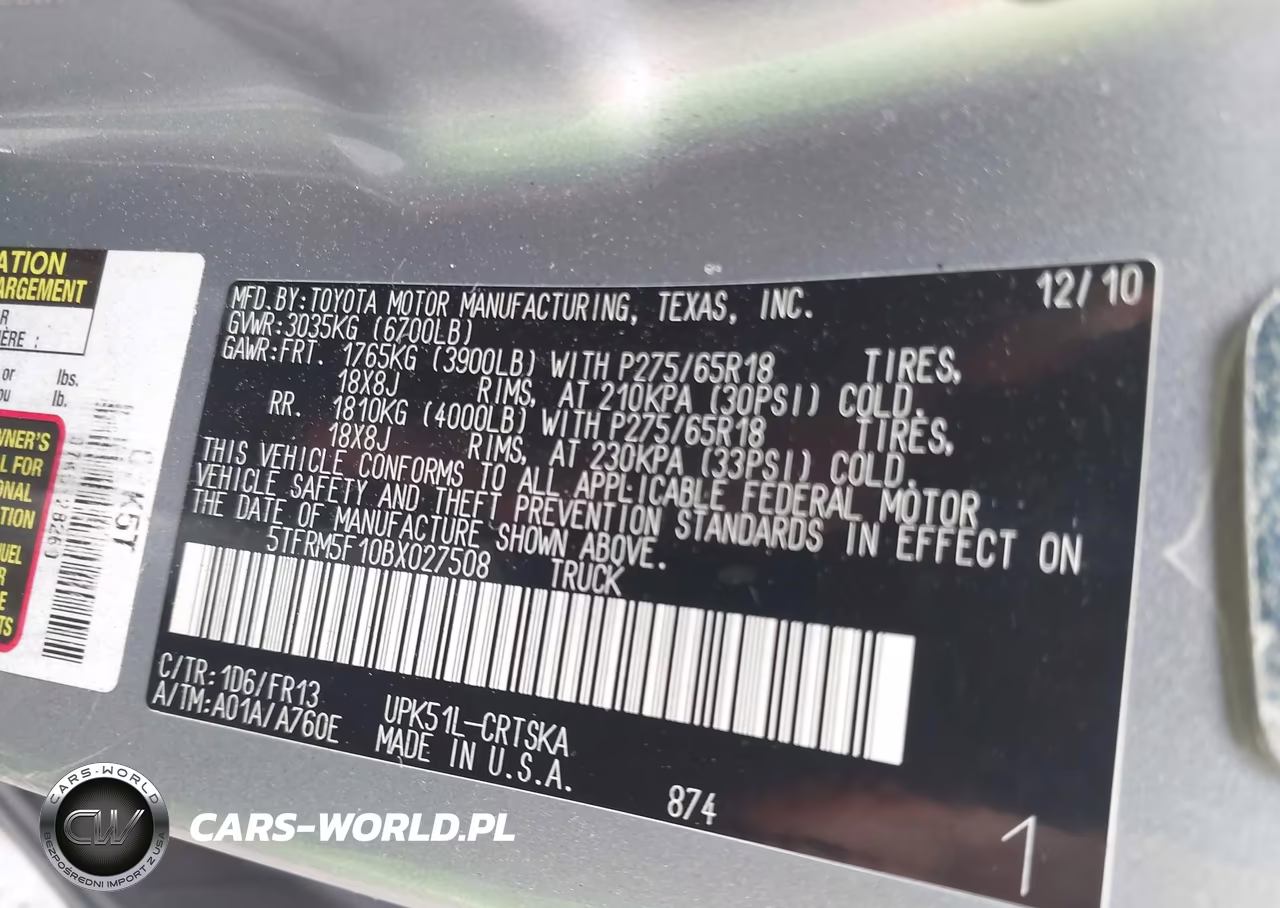 2011 Toyota Tundra Grade 4.6L V8 VIN:5TFRM5F10BX027508 - 9