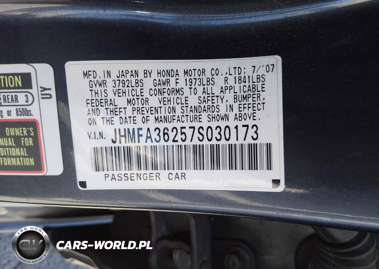 2007 Honda Civic Hybrid VIN:JHMFA36257S030173 - 9