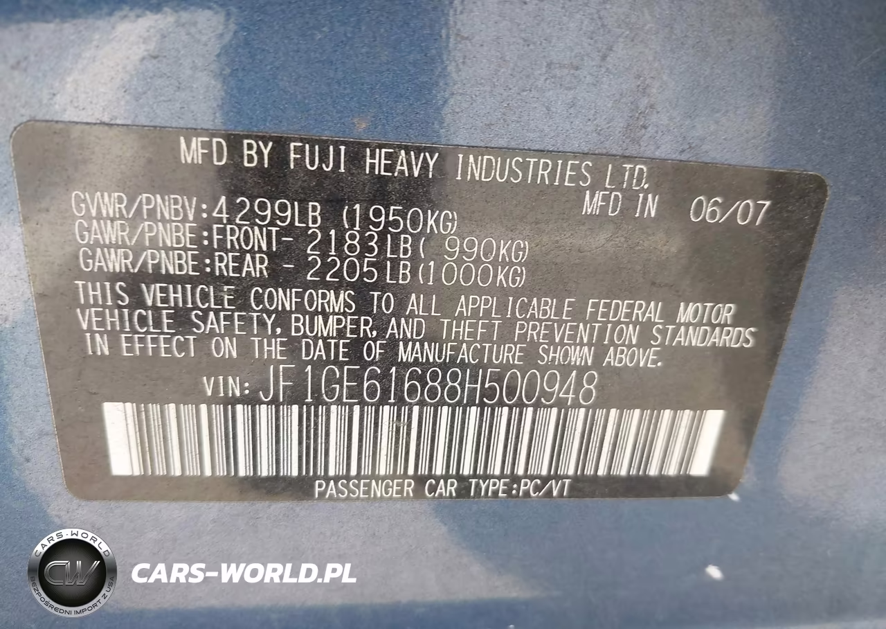 2008 Subaru Impreza (Natl) I W-Premium Pkg VIN:JF1GE61688H500948 - 9