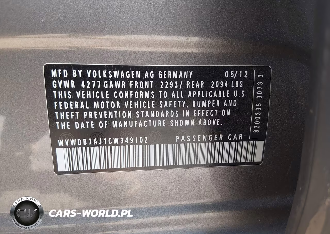 2012 Volkswagen Golf 2.5L 4-Door VIN:WVWDB7AJ1CW349102 - 9