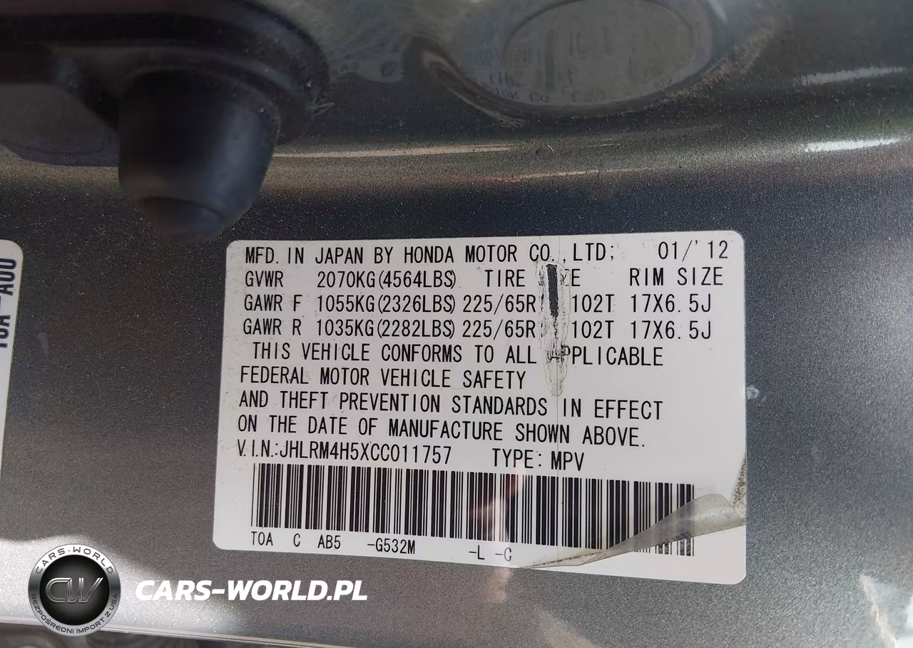 2012 Honda Cr-V Ex VIN:JHLRM4H5XCC011757 - 9