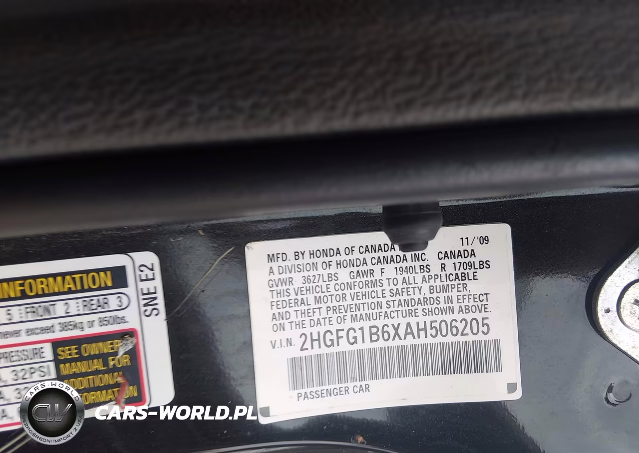 2010 Honda Civic Lx VIN:2HGFG1B6XAH506205 - 9