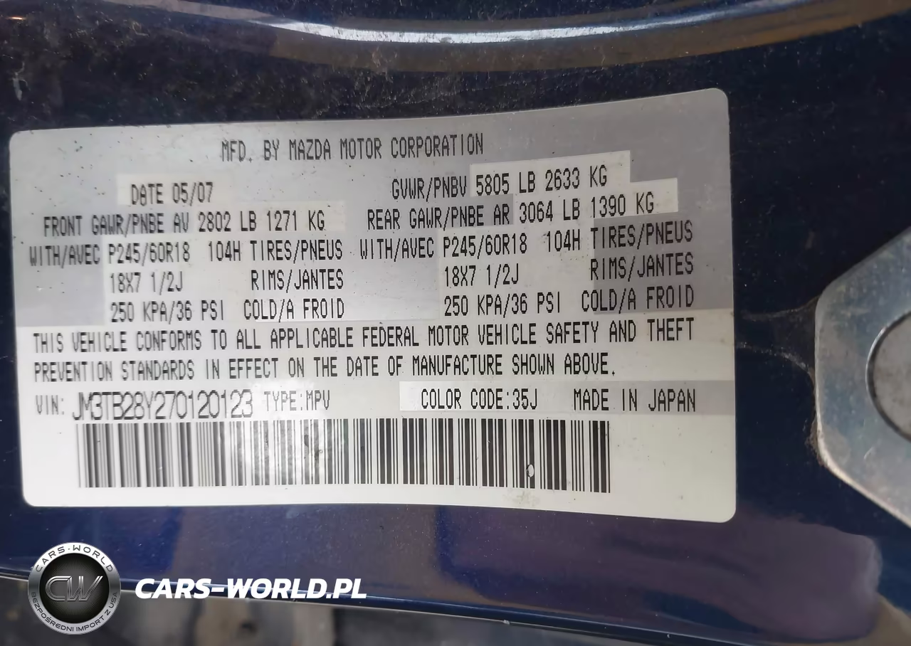 2007 Mazda Cx-9 Touring VIN:JM3TB28Y270120123 - 9