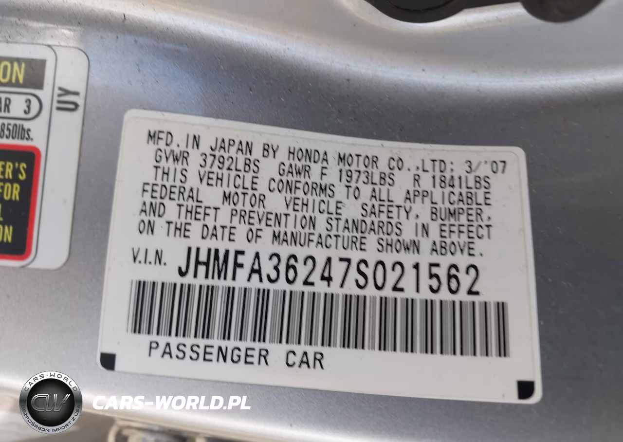 2007 Honda Civic Hybrid VIN:JHMFA36247S021562 - 9