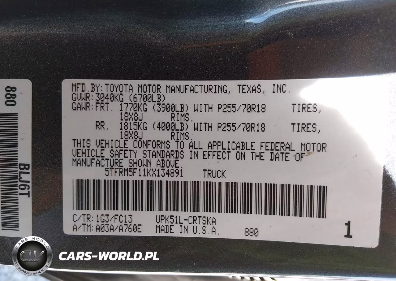 2019 Toyota Tundra Sr5 4.6L V8 VIN:5TFRM5F11KX134891 - 9