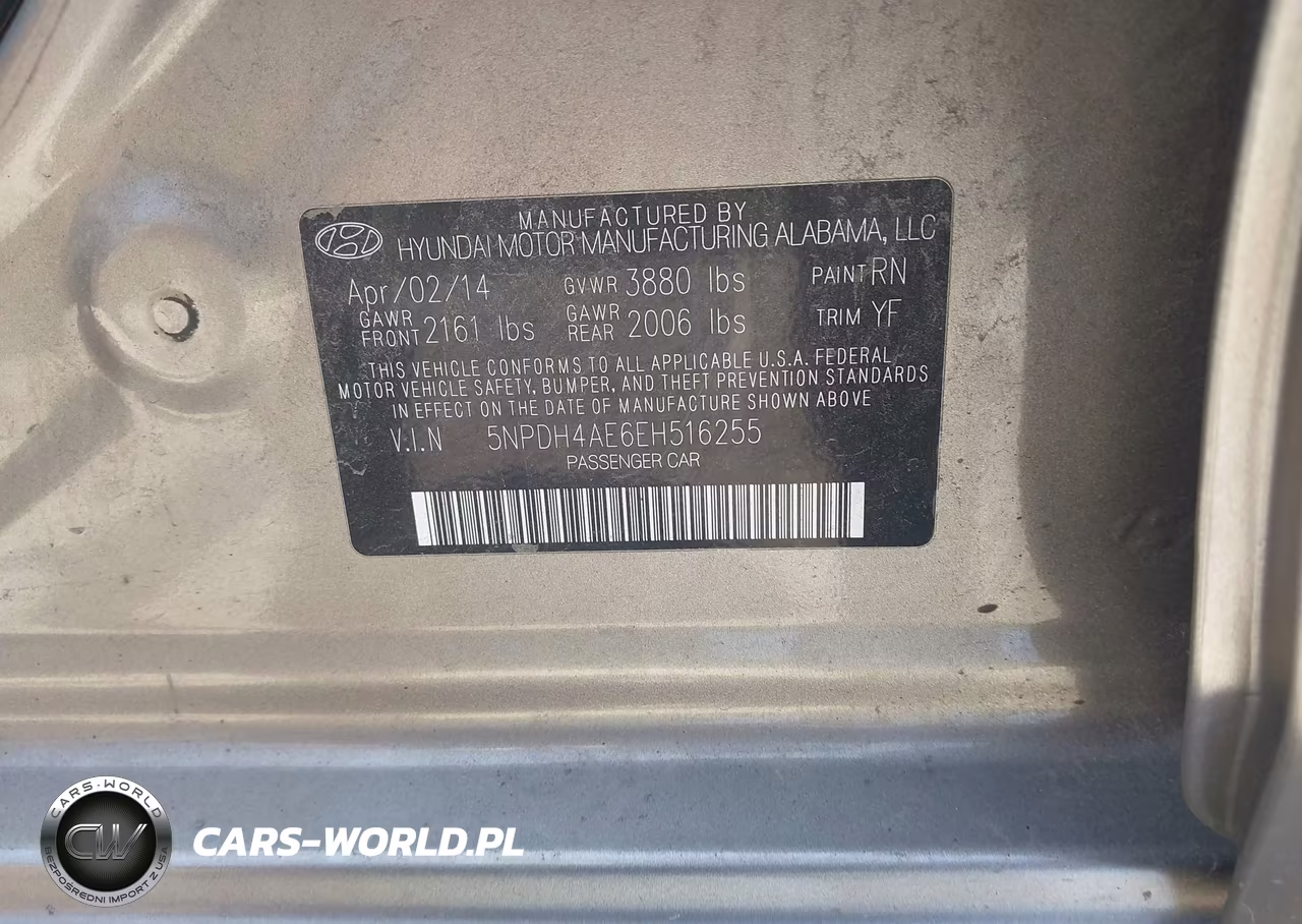 2014 Hyundai Elantra Se VIN:5NPDH4AE6EH516255 - 9