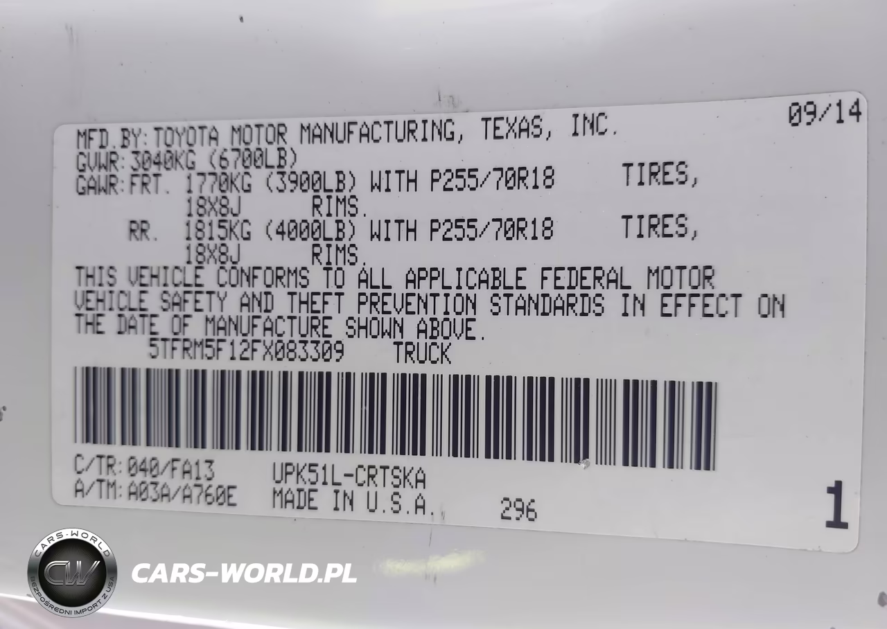 2015 Toyota Tundra Sr 4.6L V8 VIN:5TFRM5F12FX083309 - 9