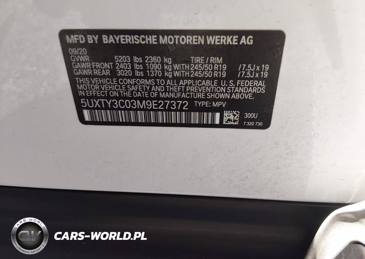 2021 BMW X3 Sdrive30I VIN:5UXTY3C03M9E27372 - 9