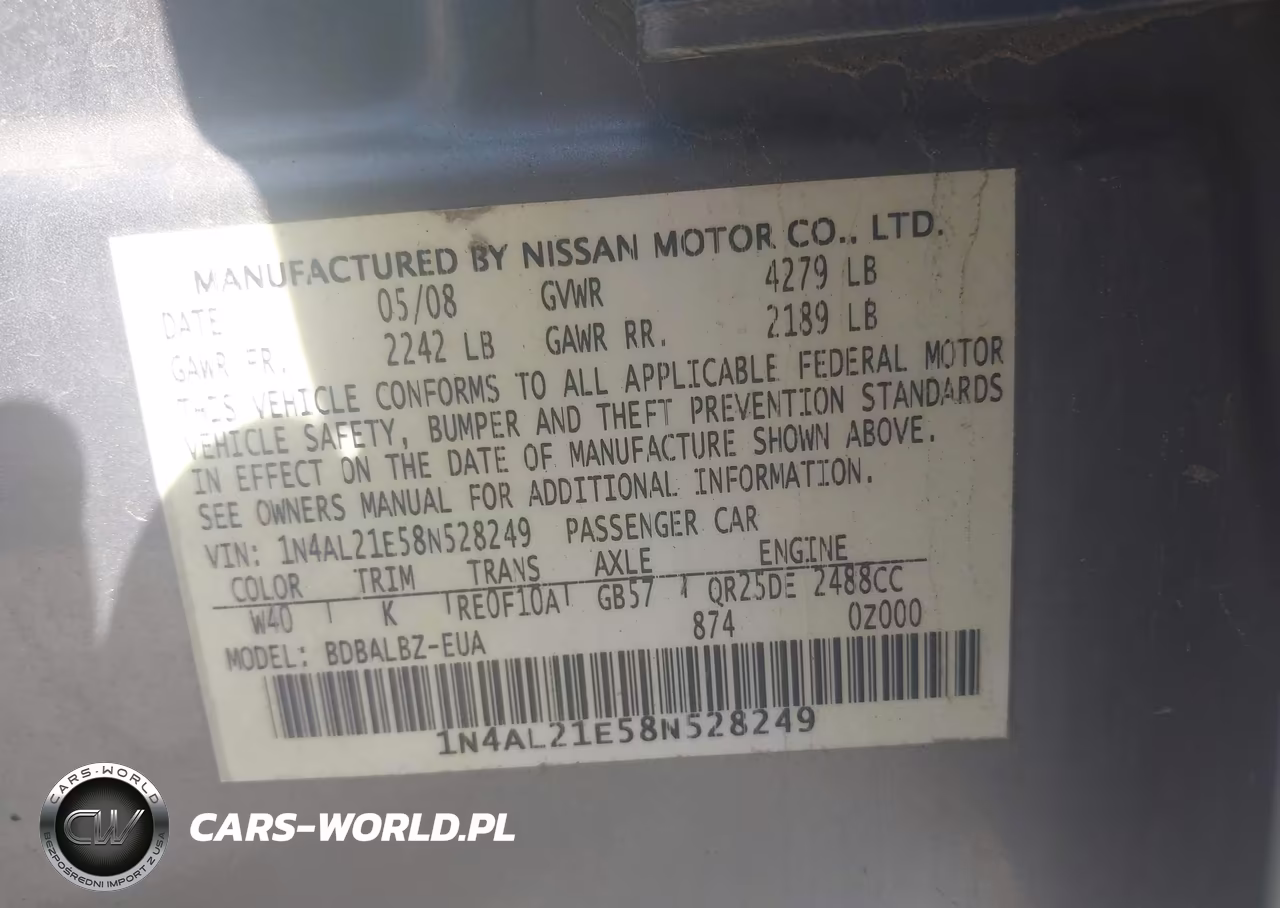 2008 Nissan Altima 2.5 S VIN:1N4AL21E58N528249 - 9
