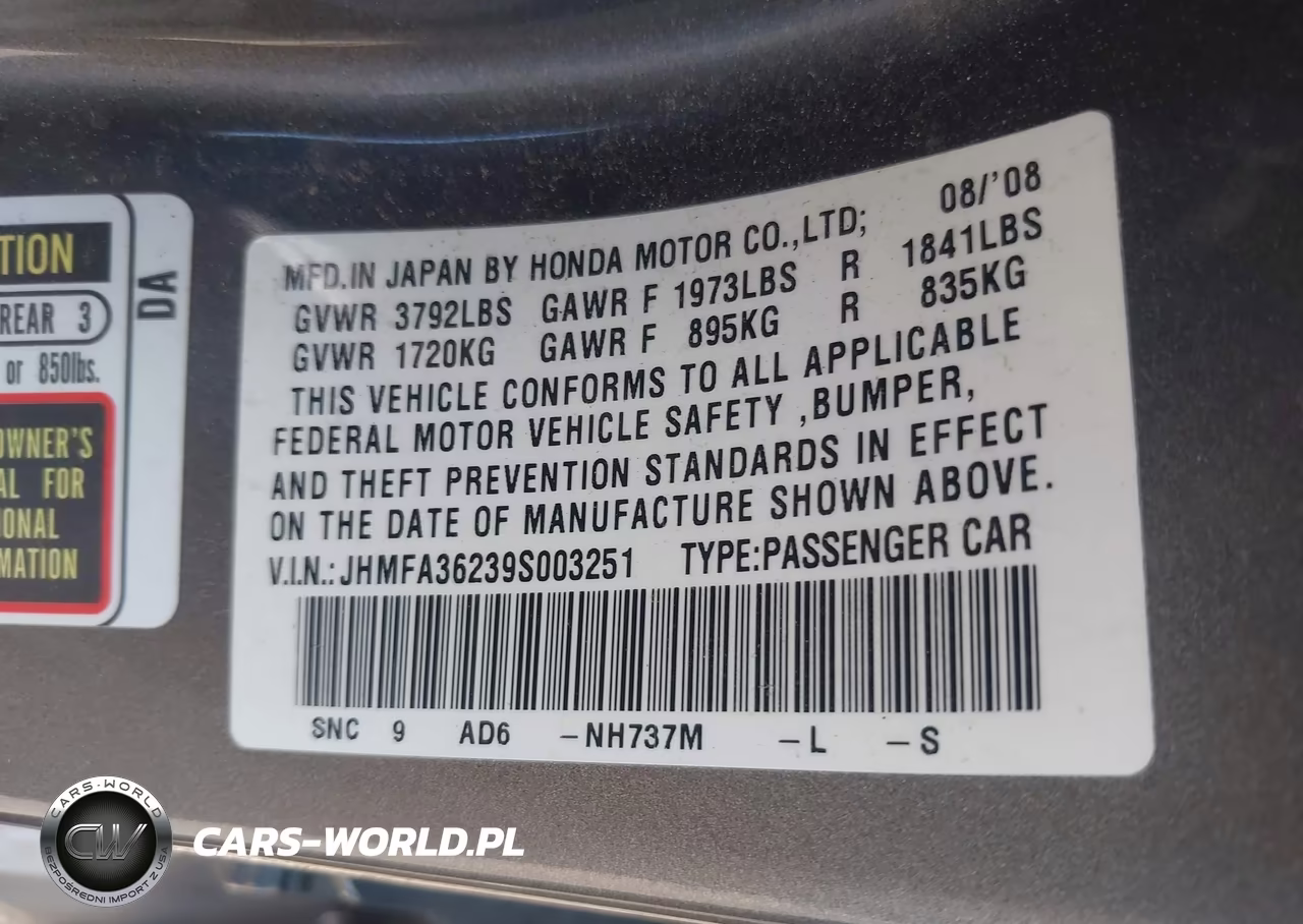 2009 Honda Civic Hybrid VIN:JHMFA36239S003251 - 9