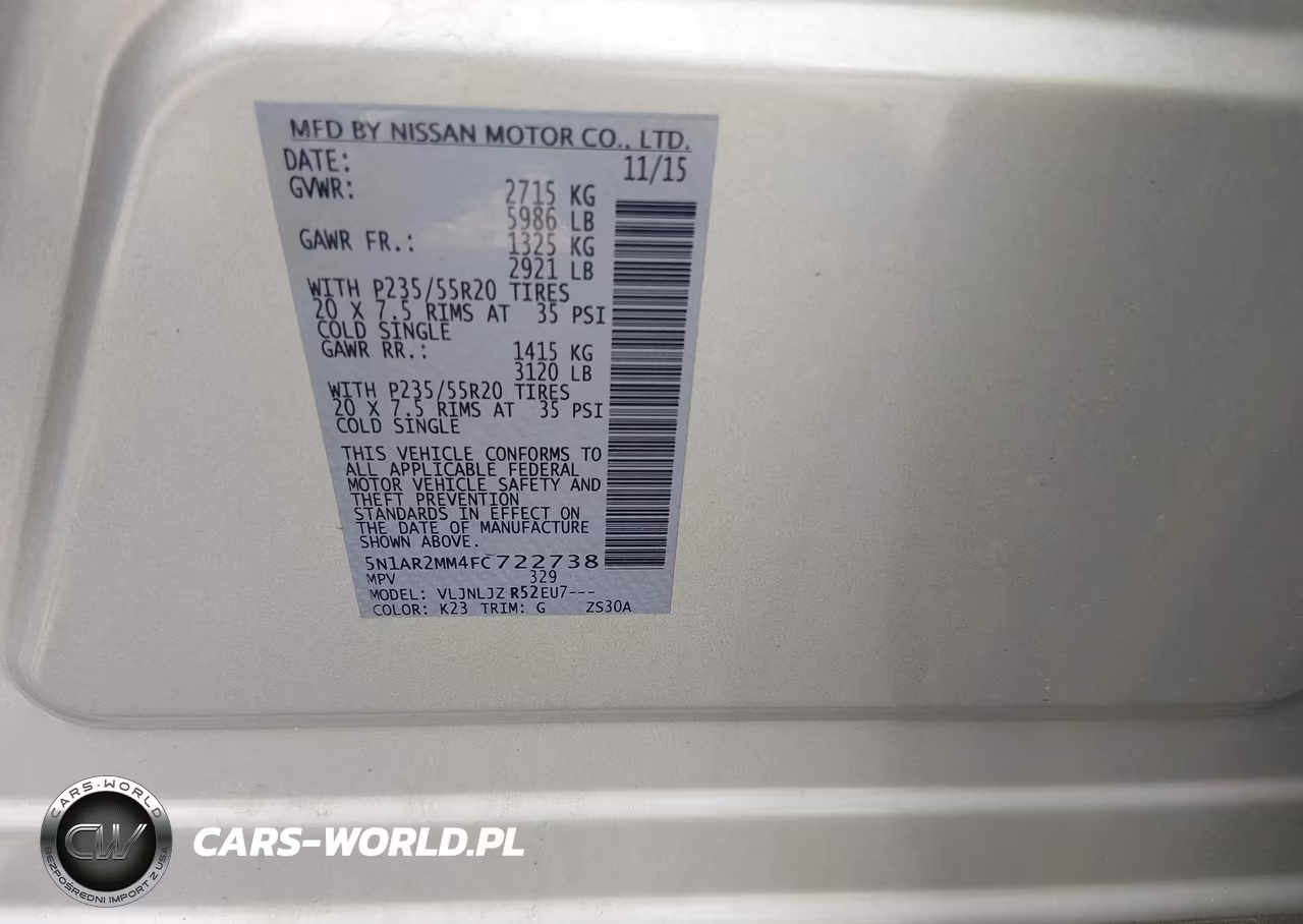 2015 Nissan Pathfinder Platinum VIN:5N1AR2MM4FC722738 - 9
