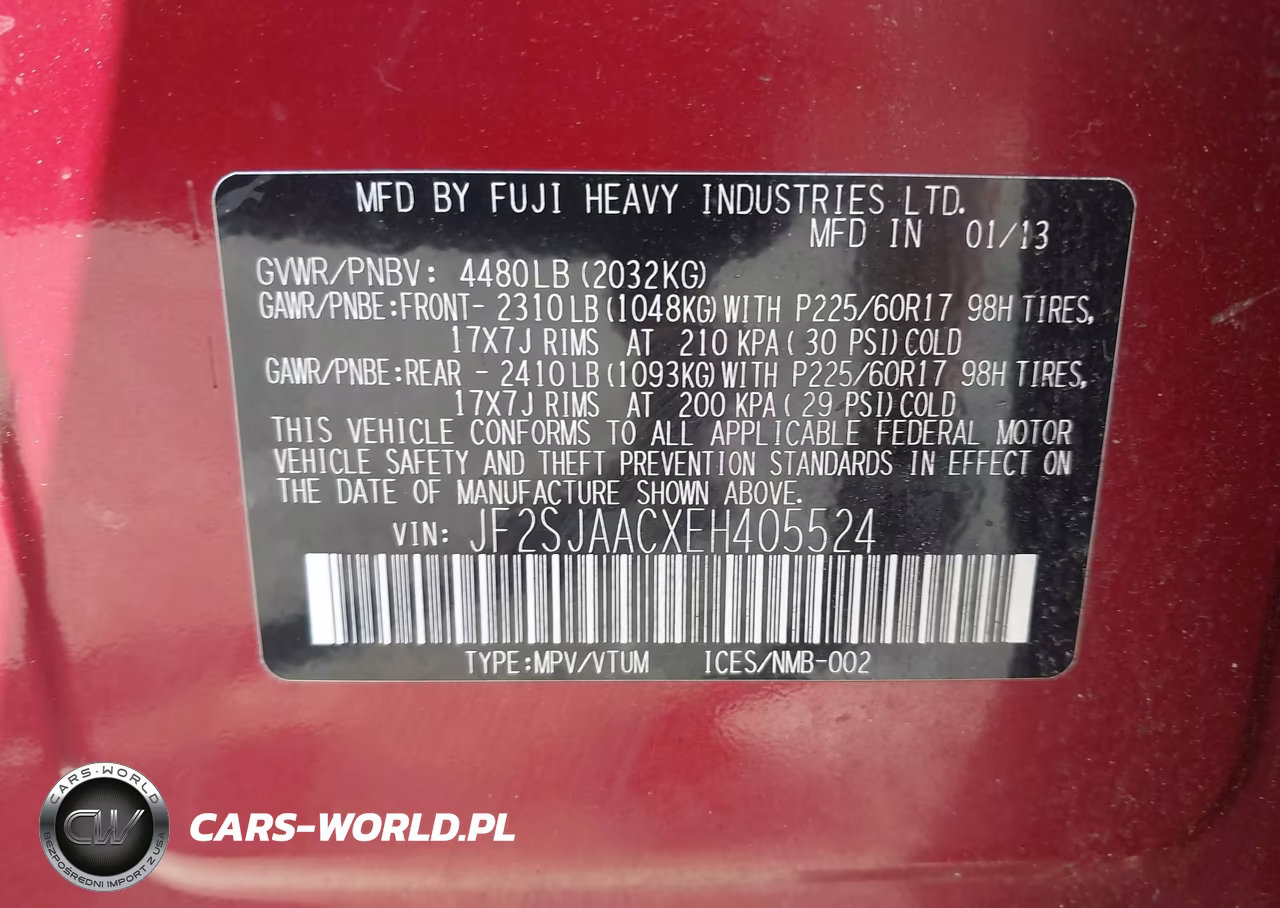 2014 Subaru Forester 2.5I VIN:JF2SJAACXEH405524 - 9
