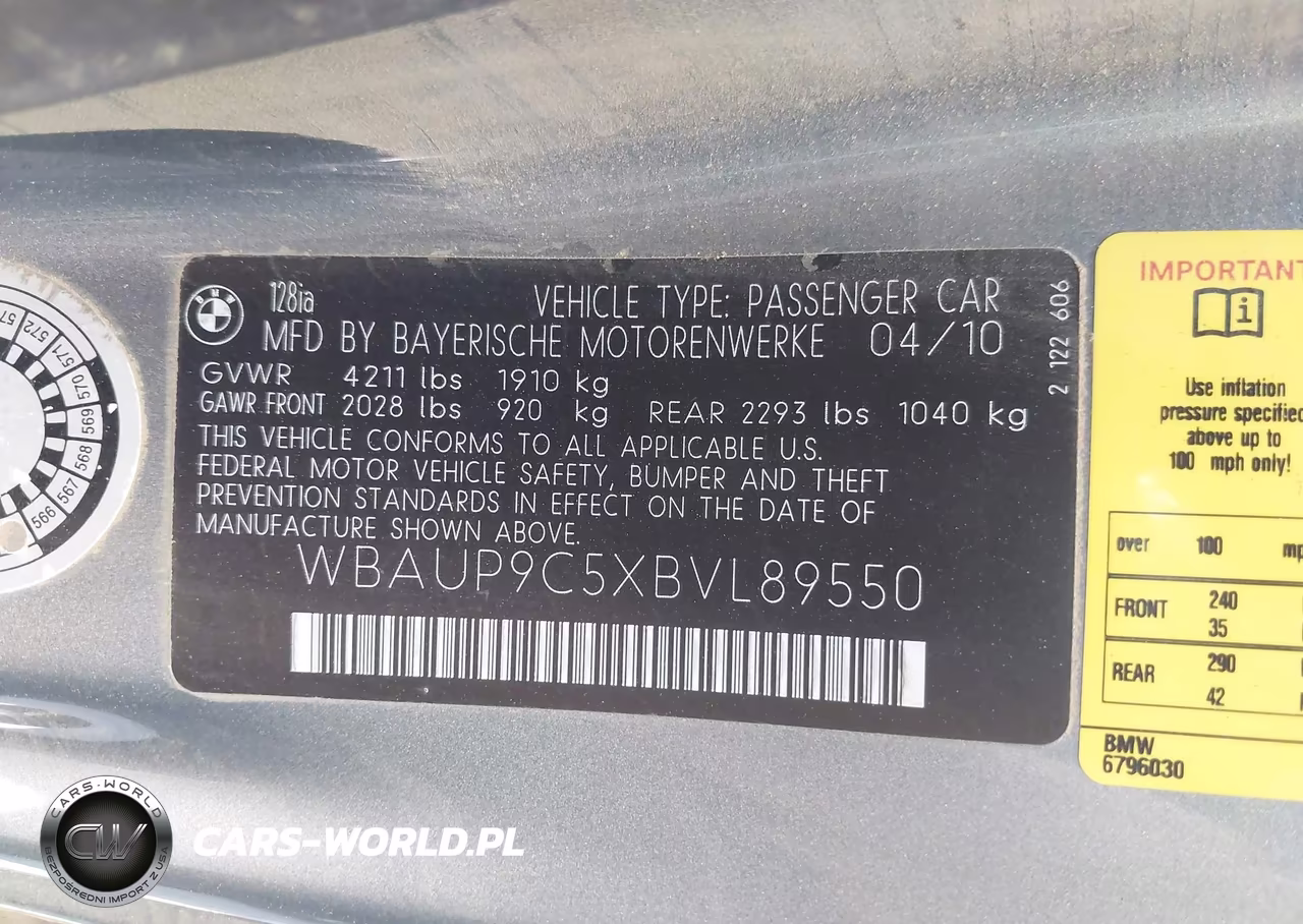 2011 BMW 128I VIN:WBAUP9C5XBVL89550 - 9