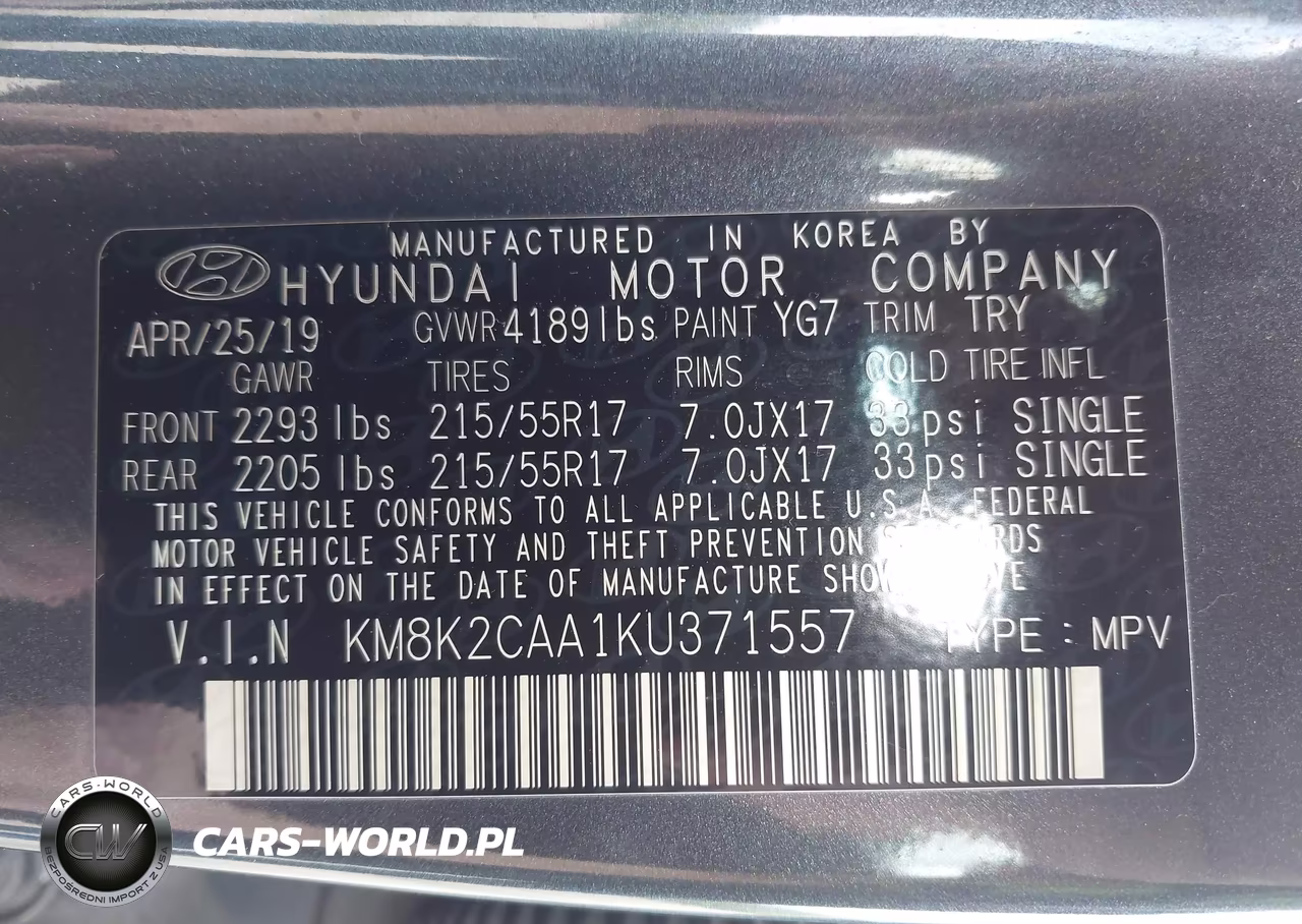 2019 Hyundai Kona Sel VIN:KM8K2CAA1KU371557 - 9