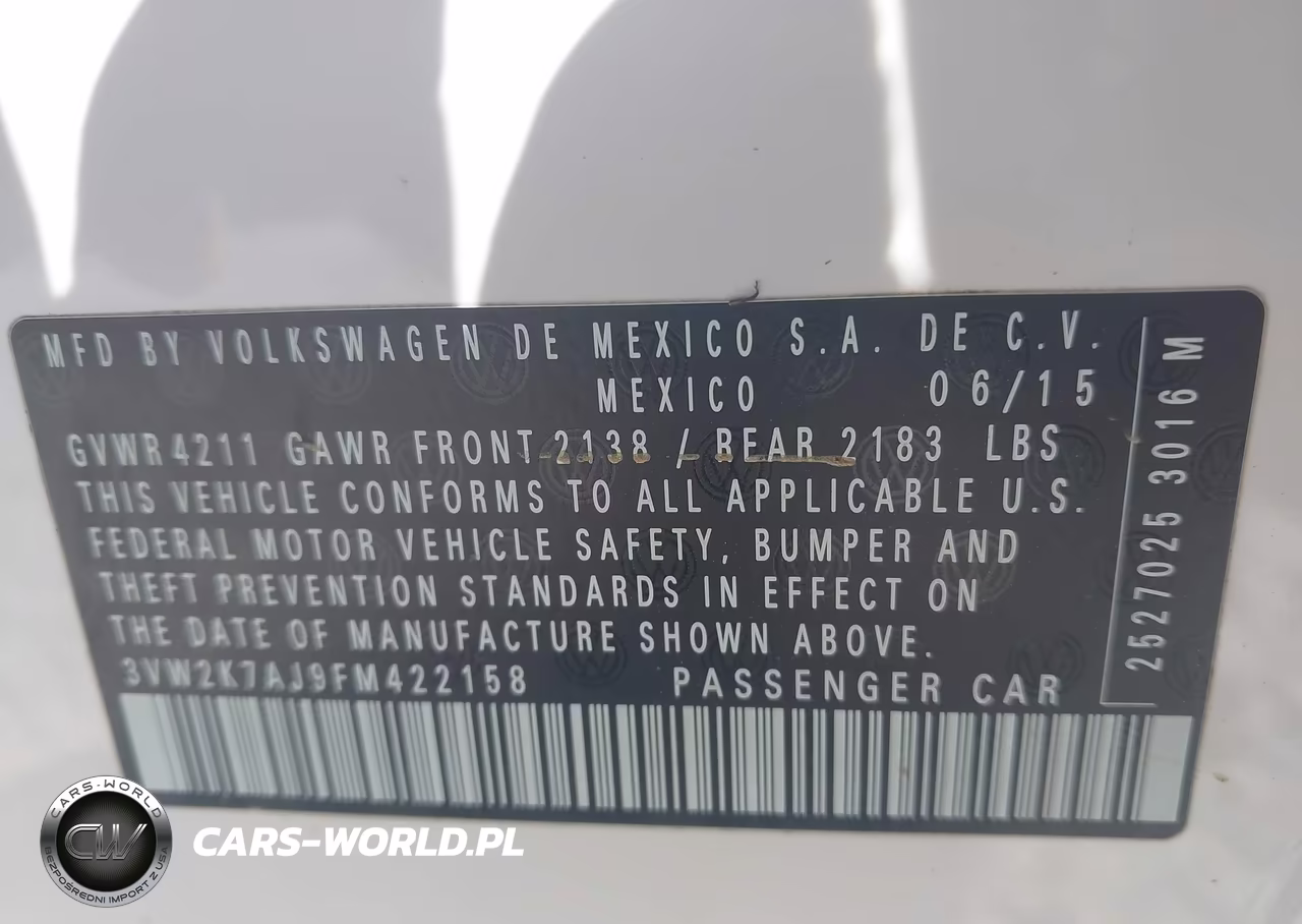 2015 Volkswagen Jetta 2.0L S VIN:3VW2K7AJ9FM422158 - 9