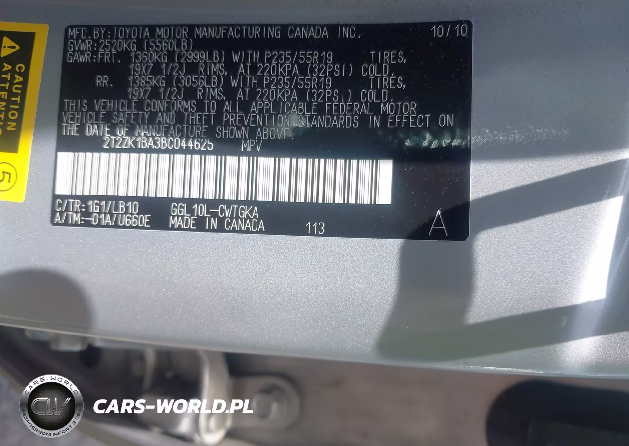 2011 Lexus Rx 350 VIN:2T2ZK1BA3BC044625 - 9