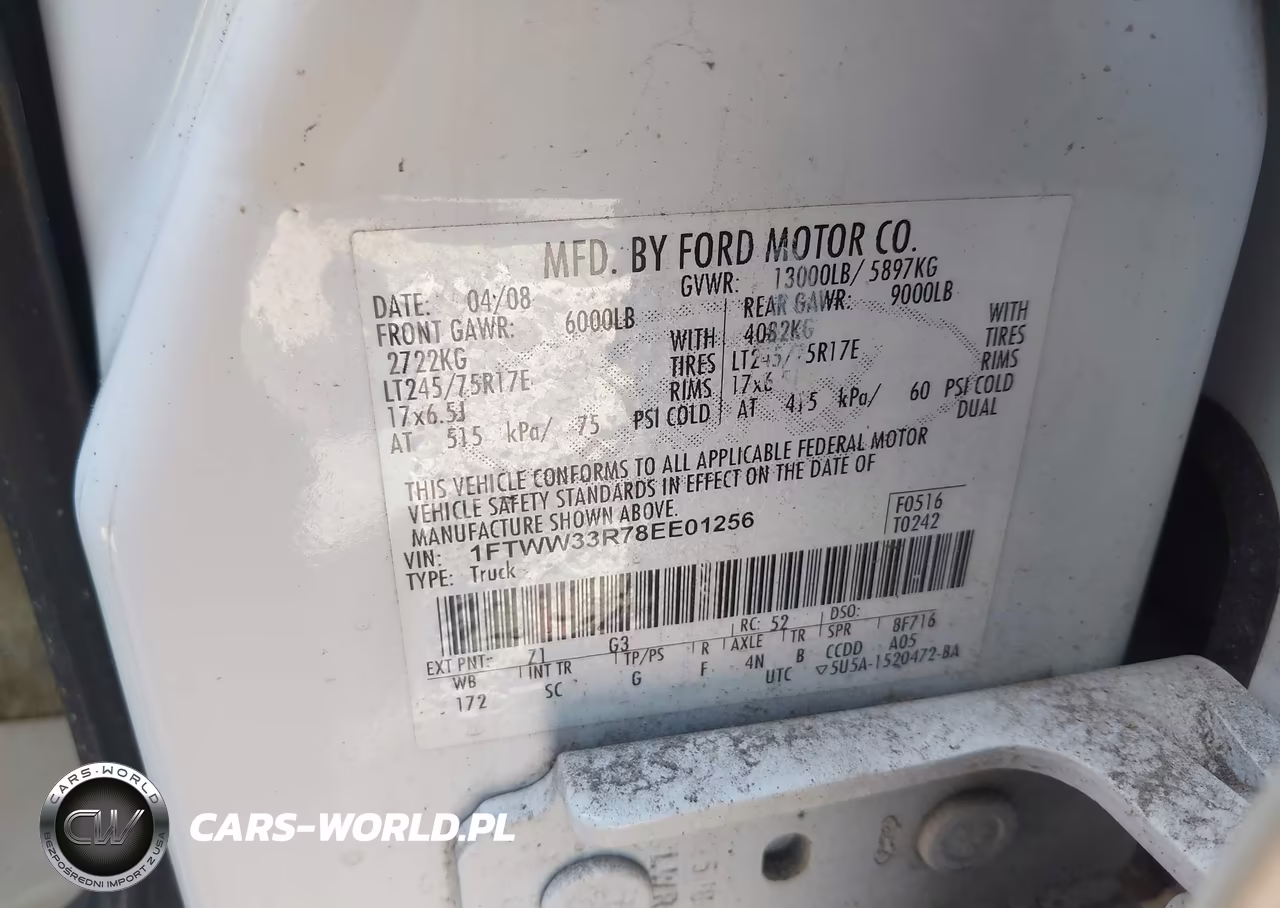 2008 Ford Super Duty F-350 Drw King Ranch VIN:1FTWW33R78EE01256 - 8