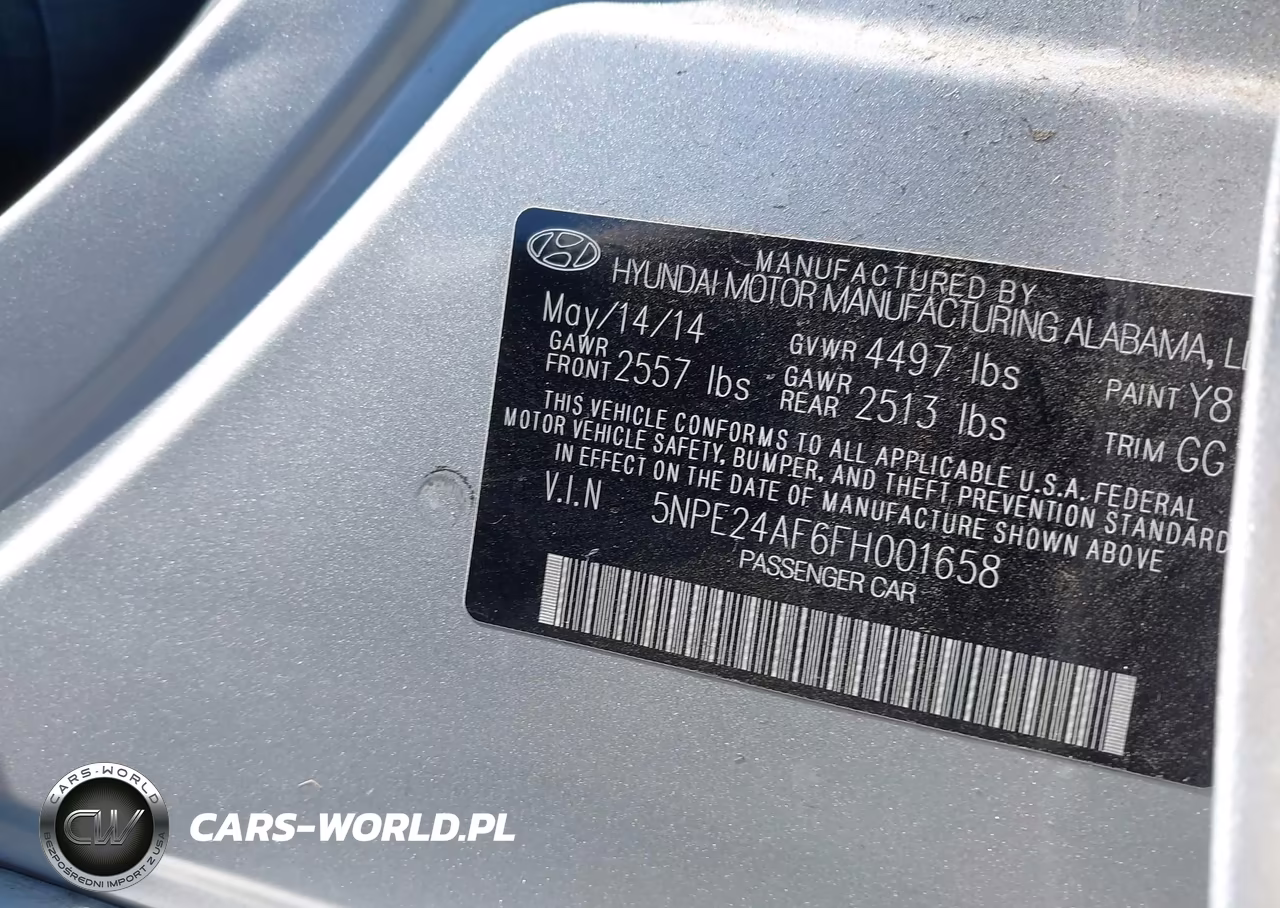 2015 Hyundai Sonata Se VIN:5NPE24AF6FH001658 - 9
