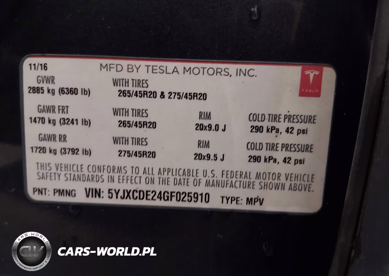 2016 Tesla Model X 60D-70D-75D-90D VIN:5YJXCDE24GF025910 - 9