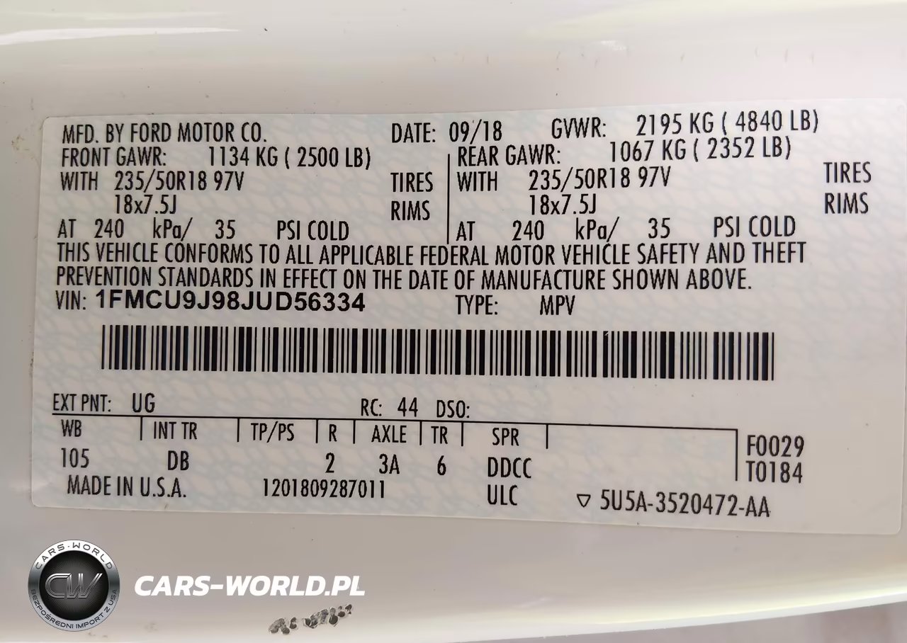 2018 Ford Escape Titanium VIN:1FMCU9J98JUD56334 - 9
