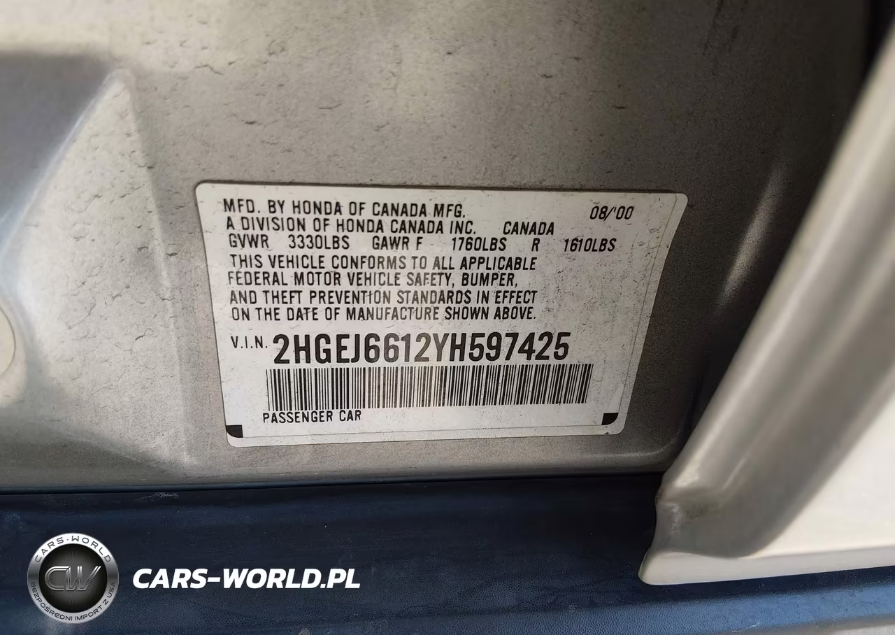 2000 Honda Civic Value Package VIN:2HGEJ6612YH597425 - 9