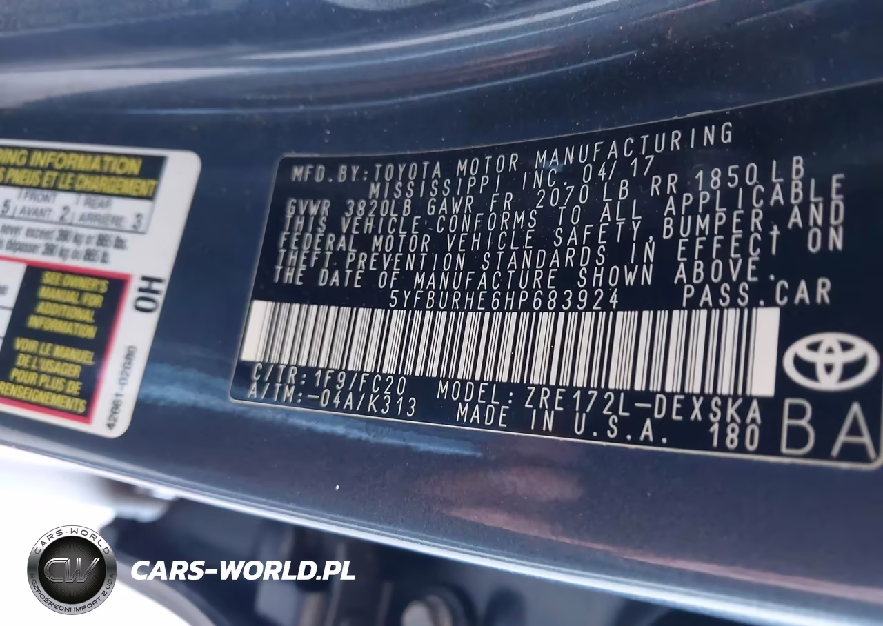 2017 Toyota Corolla Se VIN:5YFBURHE6HP683924 - 9