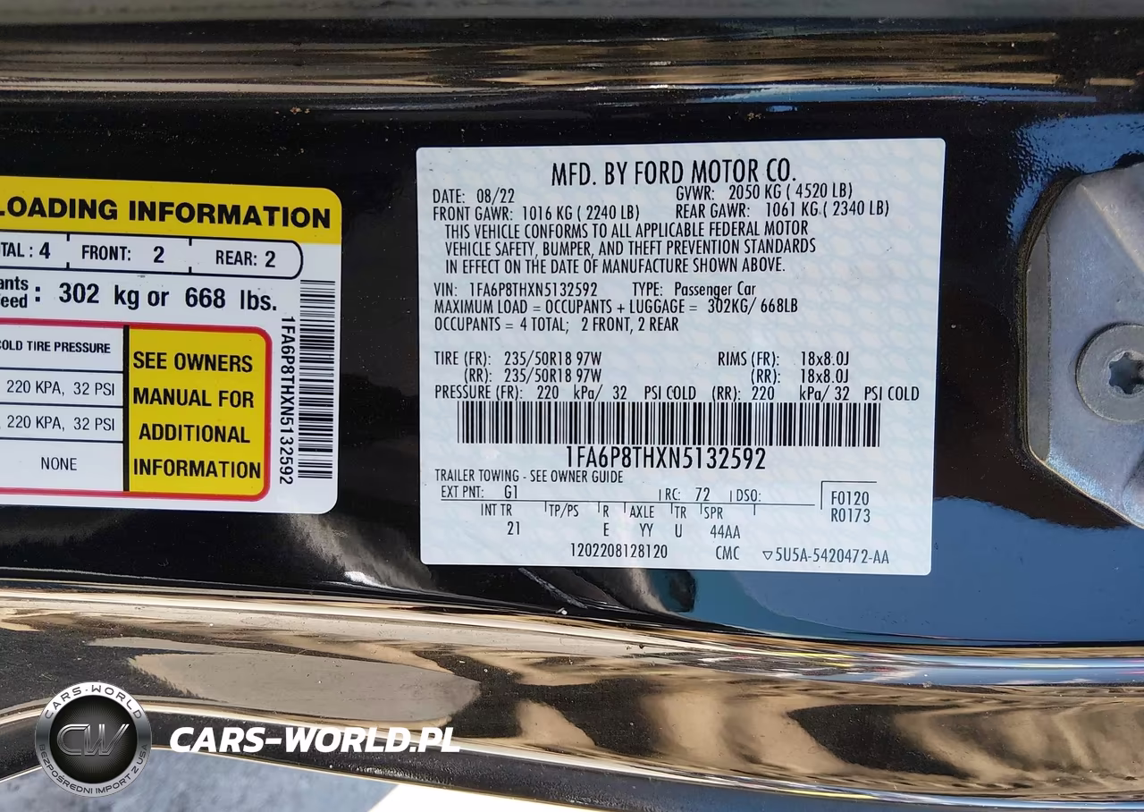 2022 Ford Mustang Ecoboost Fastback VIN:1FA6P8THXN5132592 - 9