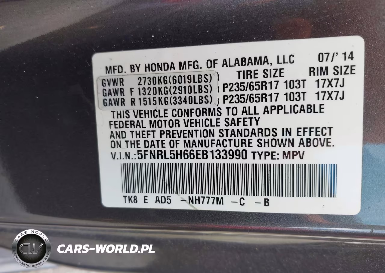 2014 Honda Odyssey Ex-L VIN:5FNRL5H66EB133990 - 9