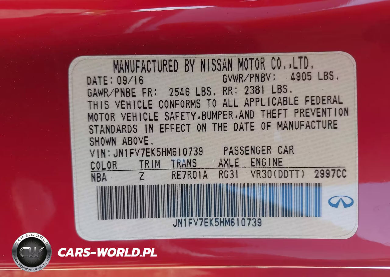 2017 Infiniti Q60 3.0T Red Sport 400 VIN:JN1FV7EK5HM610739 - 9
