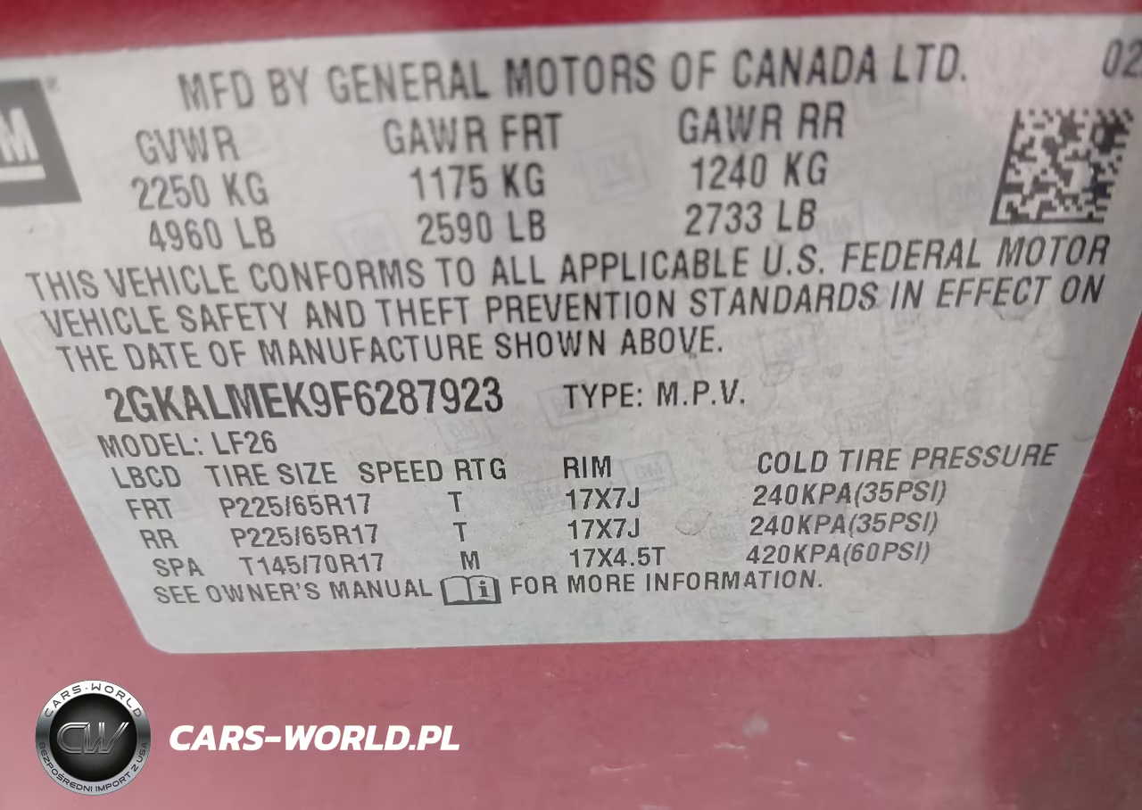 2015 GMC Terrain Sle-1 VIN:2GKALMEK9F6287923 - 9