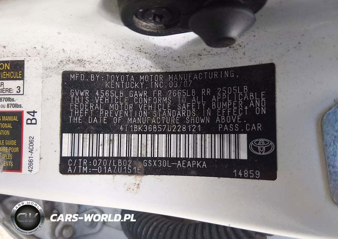 2007 Toyota Avalon Limited VIN:4T1BK36B57U228121 - 9
