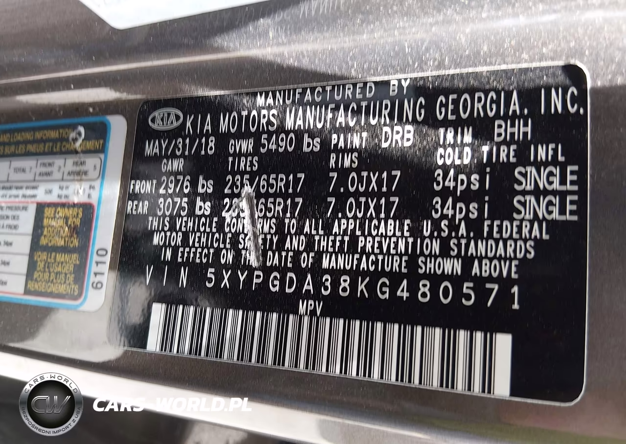 2019 Kia Sorento 2.4L Lx VIN:5XYPGDA38KG480571 - 9