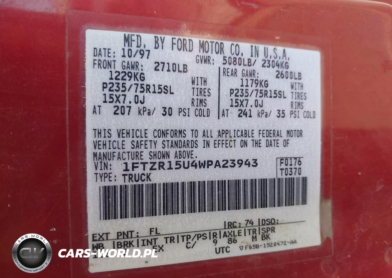 1998 Ford Ranger Splash-Xl-Xlt VIN:1FTZR15U4WPA23943 - 9