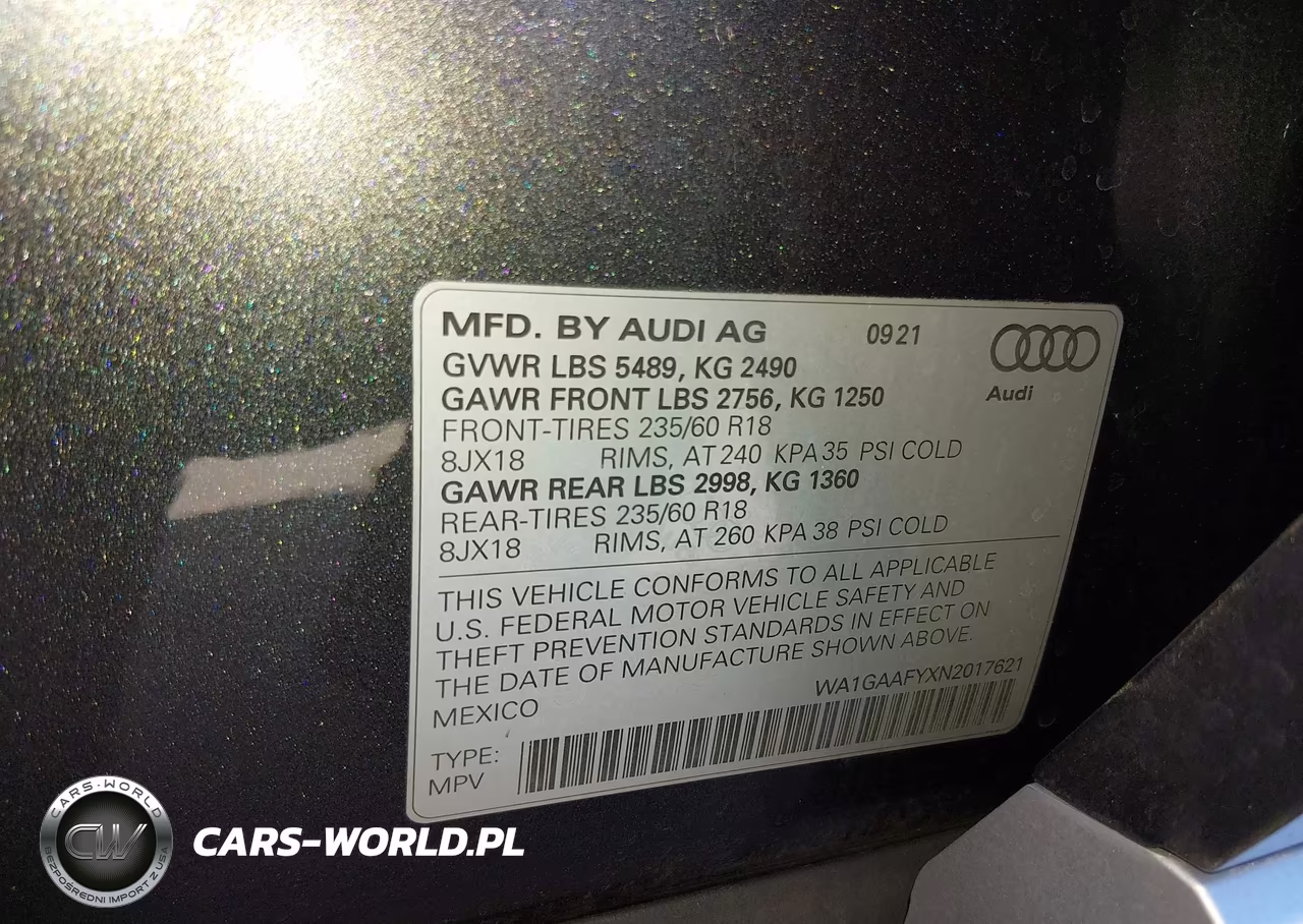 2022 Audi Q5 Premium 45 Tfsi S Line Quattro S Tronic VIN:WA1GAAFYXN2017621 - 9