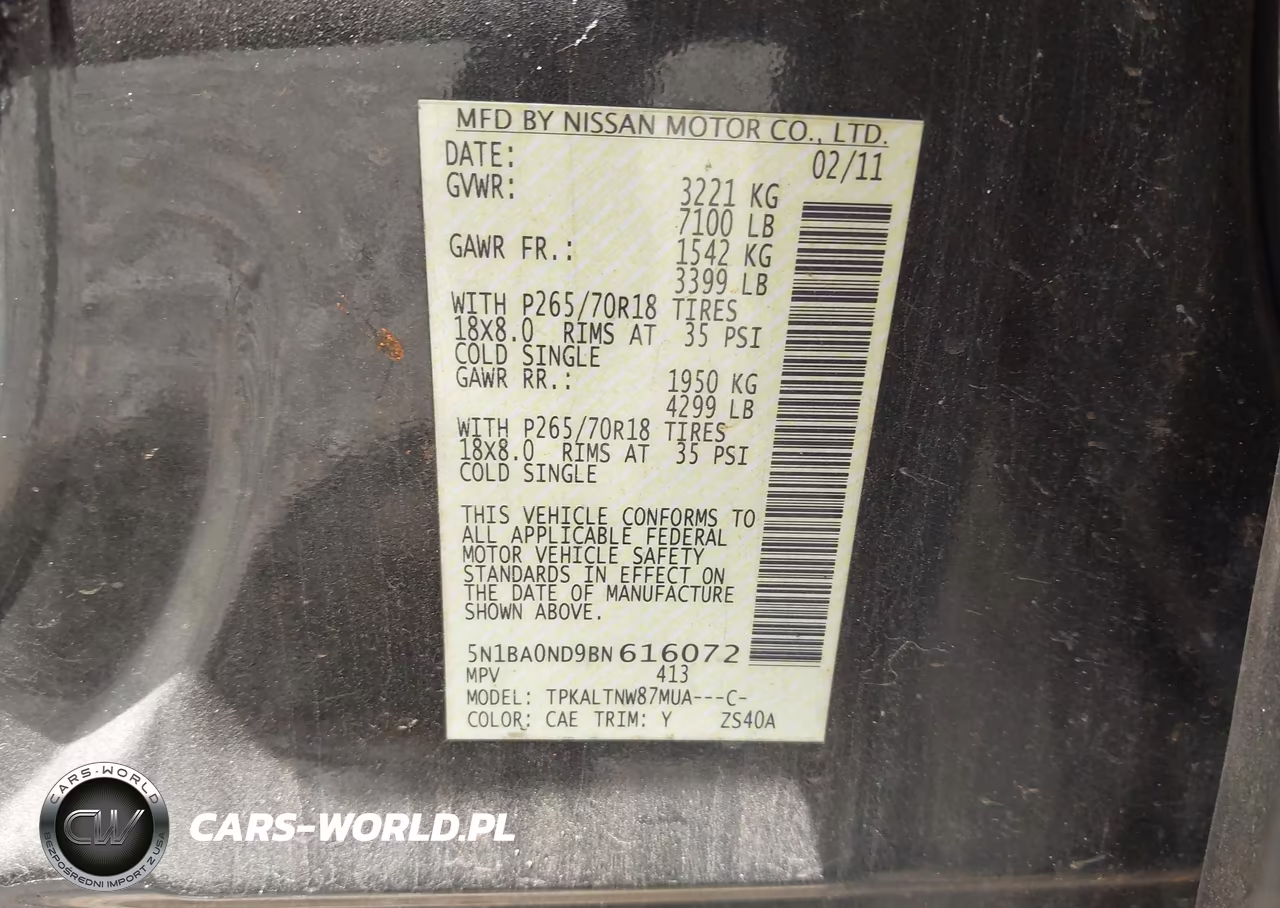 2011 Nissan Armada Sv VIN:5N1BA0ND9BN616072 - 9