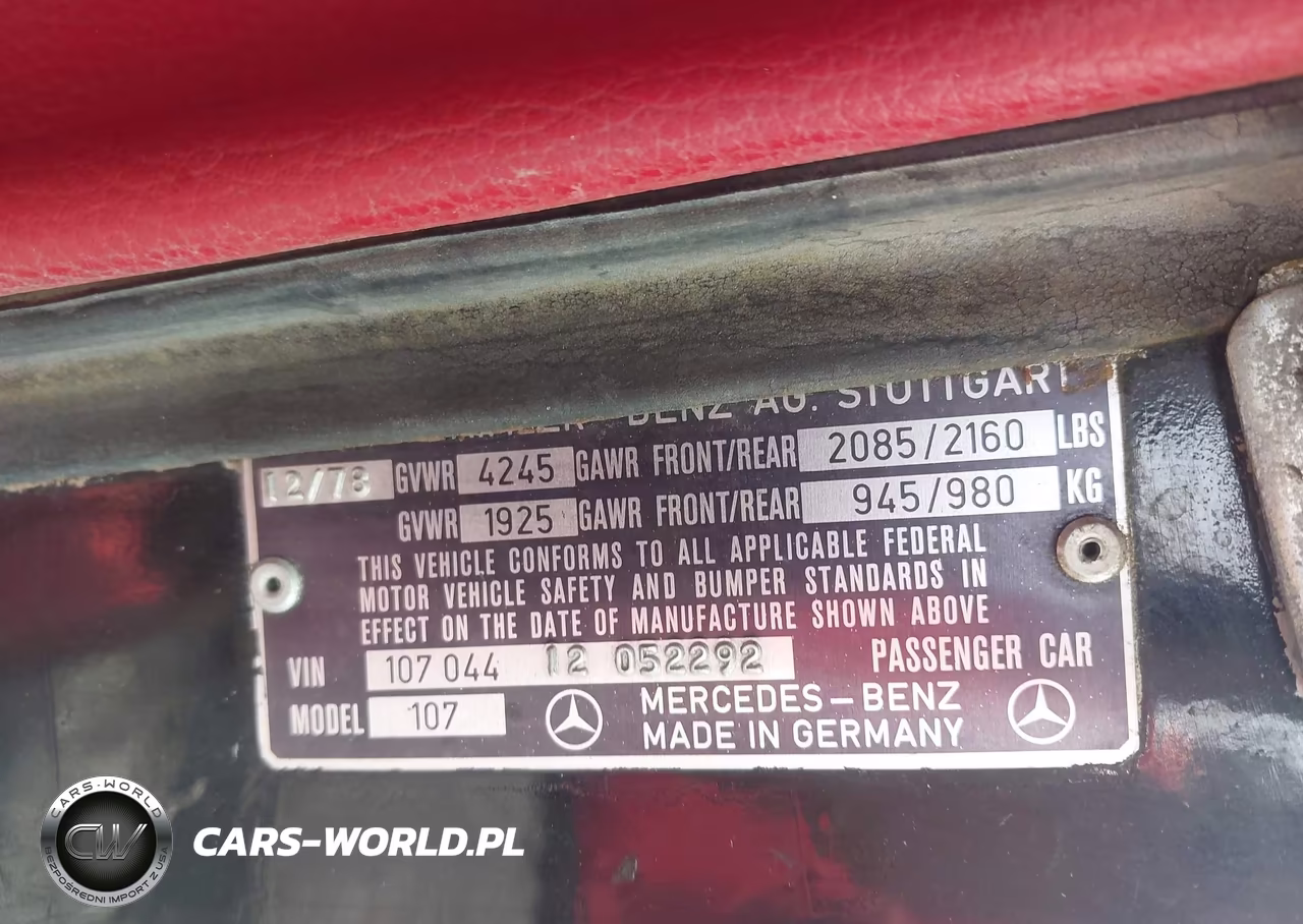 1979 MERCEDES BENZ 450 SL VIN:10704412052292 - 9
