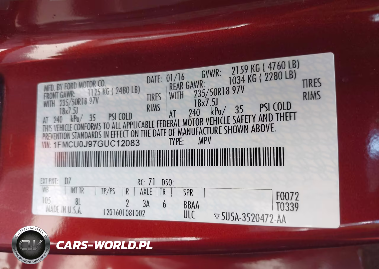 2016 Ford Escape Titanium VIN:1FMCU0J97GUC12083 - 9