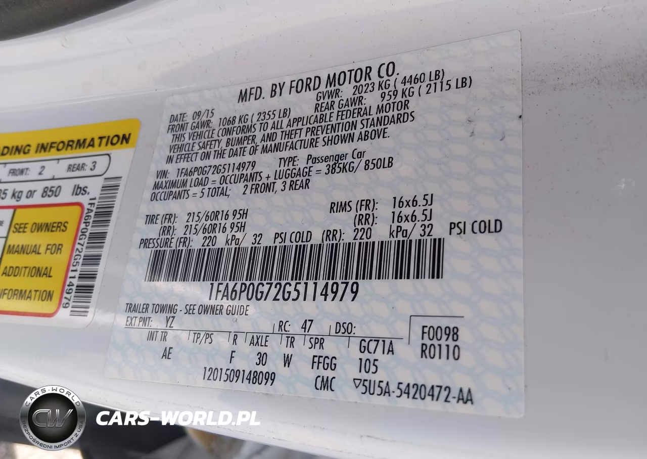 2016 Ford Fusion S VIN:1FA6P0G72G5114979 - 9