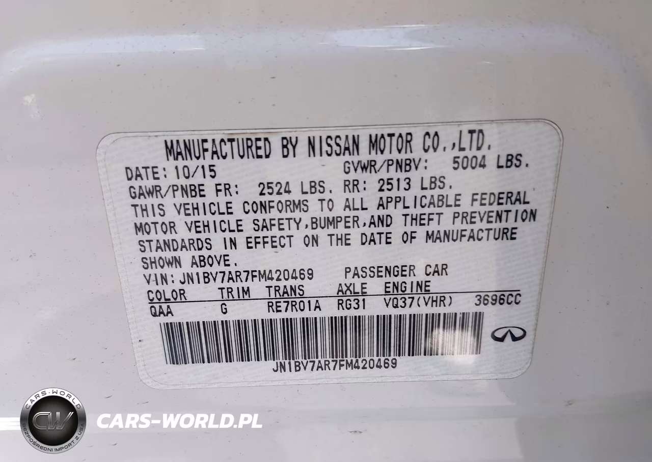 2015 Infiniti Q50 VIN:JN1BV7AR7FM420469 - 9