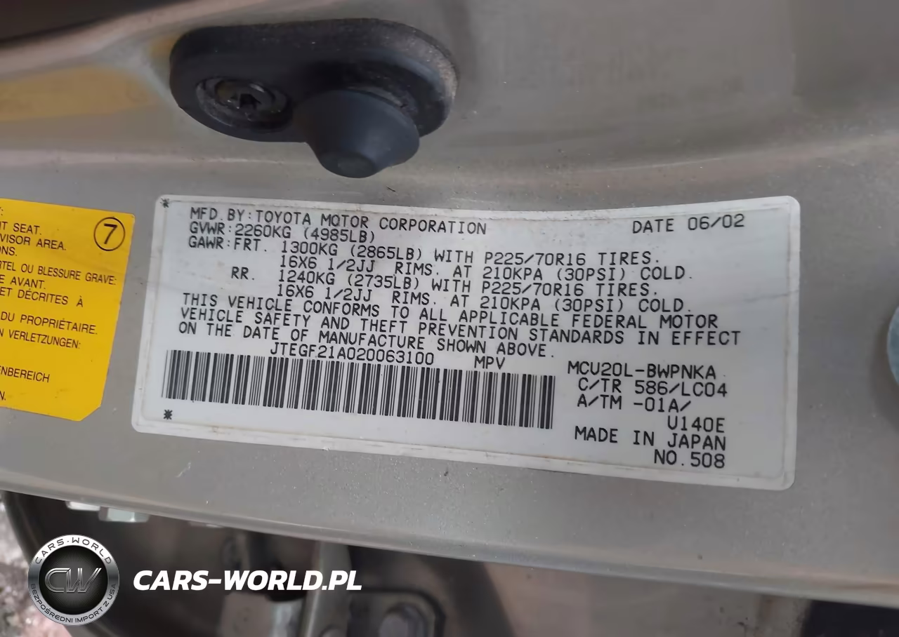 2002 Toyota Highlander Limited V6 VIN:JTEGF21A020063100 - 9
