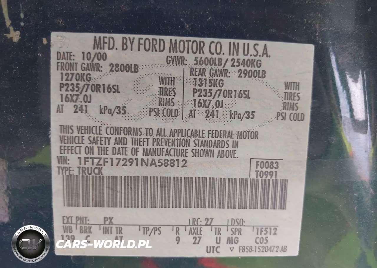 2001 Ford F-150 Xl-Xlt VIN:1FTZF17291NA58812 - 9