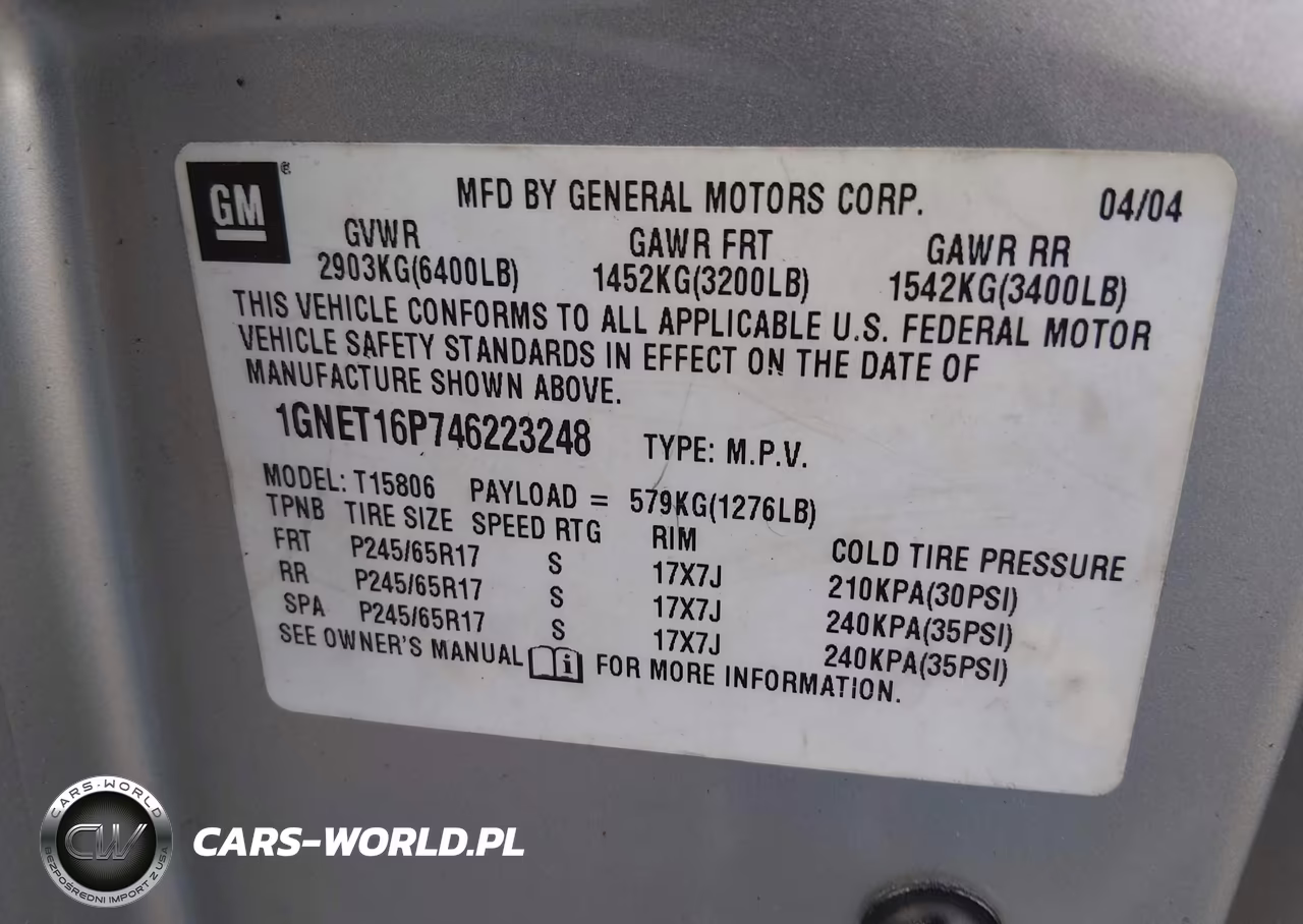 2004 Chevrolet Trailblazer Ext Lt VIN:1GNET16P746223248 - 9