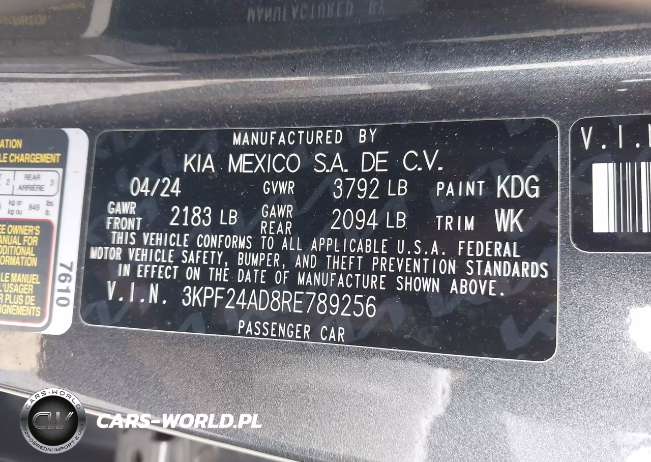 2024 Kia Forte Lxs VIN:3KPF24AD8RE789256 - 9